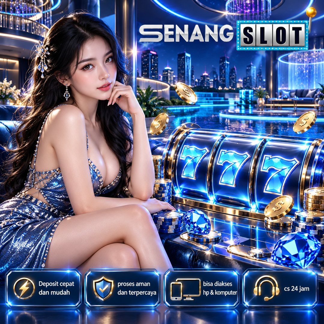 Banner SENANGSLOT ilustrasi hiburan digital edisi 1, komposisi gambar lengkap tanpa pemotongan
