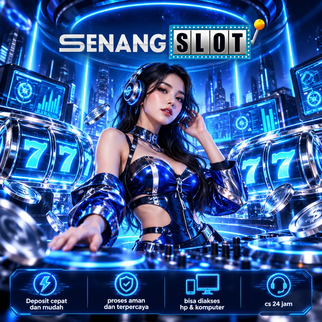 Banner SENANGSLOT ilustrasi hiburan digital edisi 3, komposisi gambar lengkap tanpa pemotongan